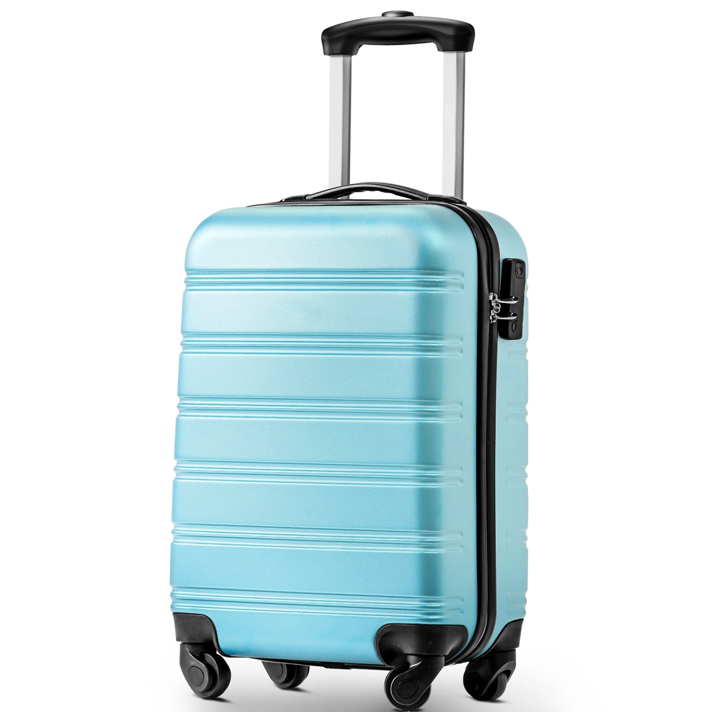 Set of 3 suitcases，expandable hand luggage , hard-shell case, roll case, travel case, , M-L-XL set, ABS material, light blue