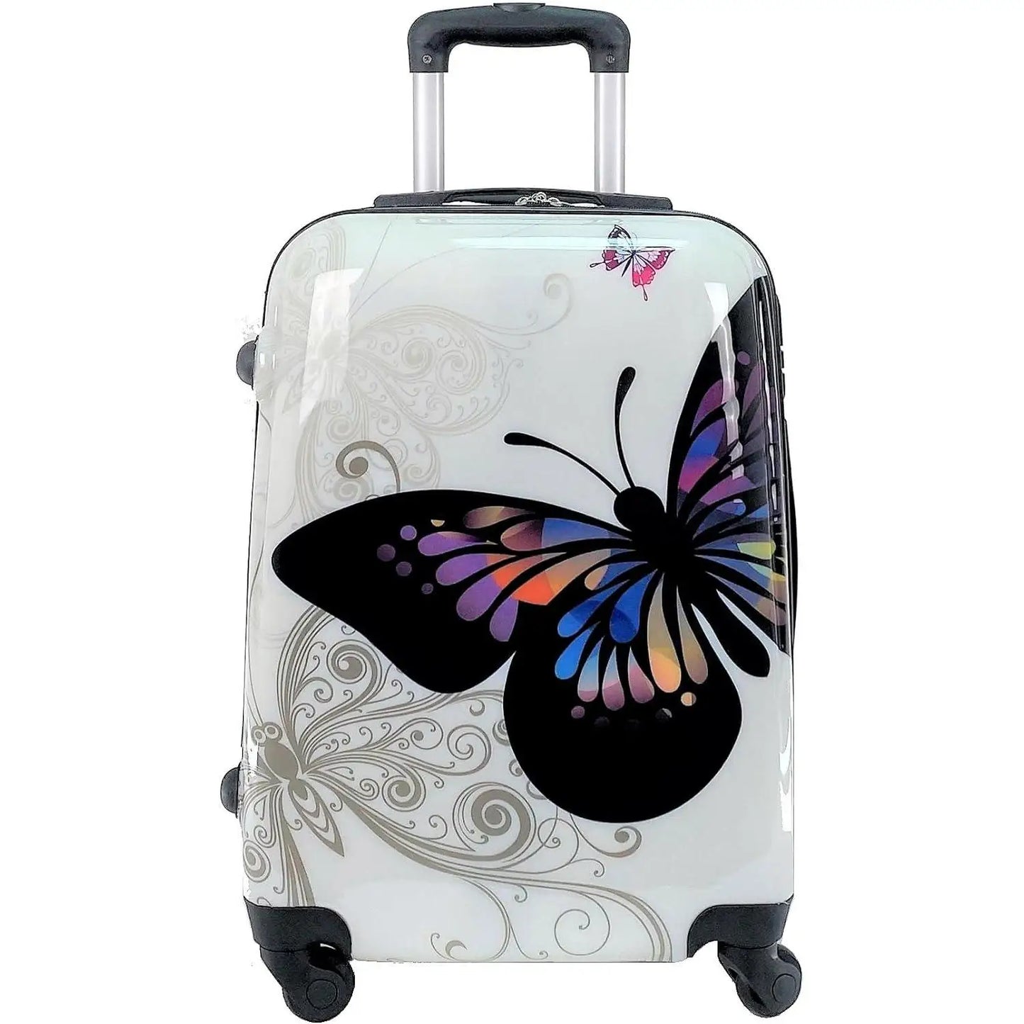 Cosshano Suitcase Cabin Carry Luggage Travel Airplane Hard 4 Wheel 360 Size 55x35x20cm Travel Butterfly Print