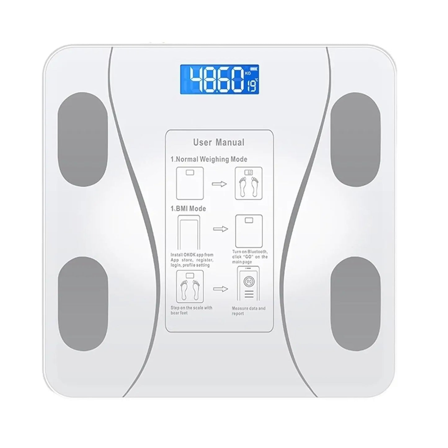 Smart Bluetooth Digital Bathroom Scale with Temperature Indicator, Smart Scale Digital, 8 Different Parameters, Body Fat, Memory for 10 Users Electronic Weight Scale