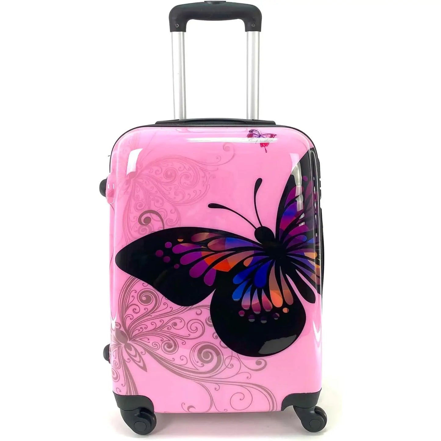 Cosshano Suitcase Cabin Carry Luggage Travel Airplane Hard 4 Wheel 360 Size 55x35x20cm Travel Butterfly Print