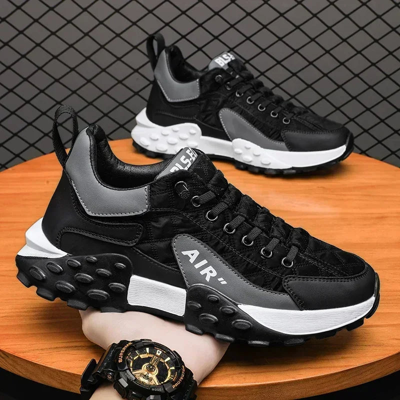 Stylish Men's Vulcanize Shoes for Leisure and Running in 2025, Thick-Soled Casual Sneakers