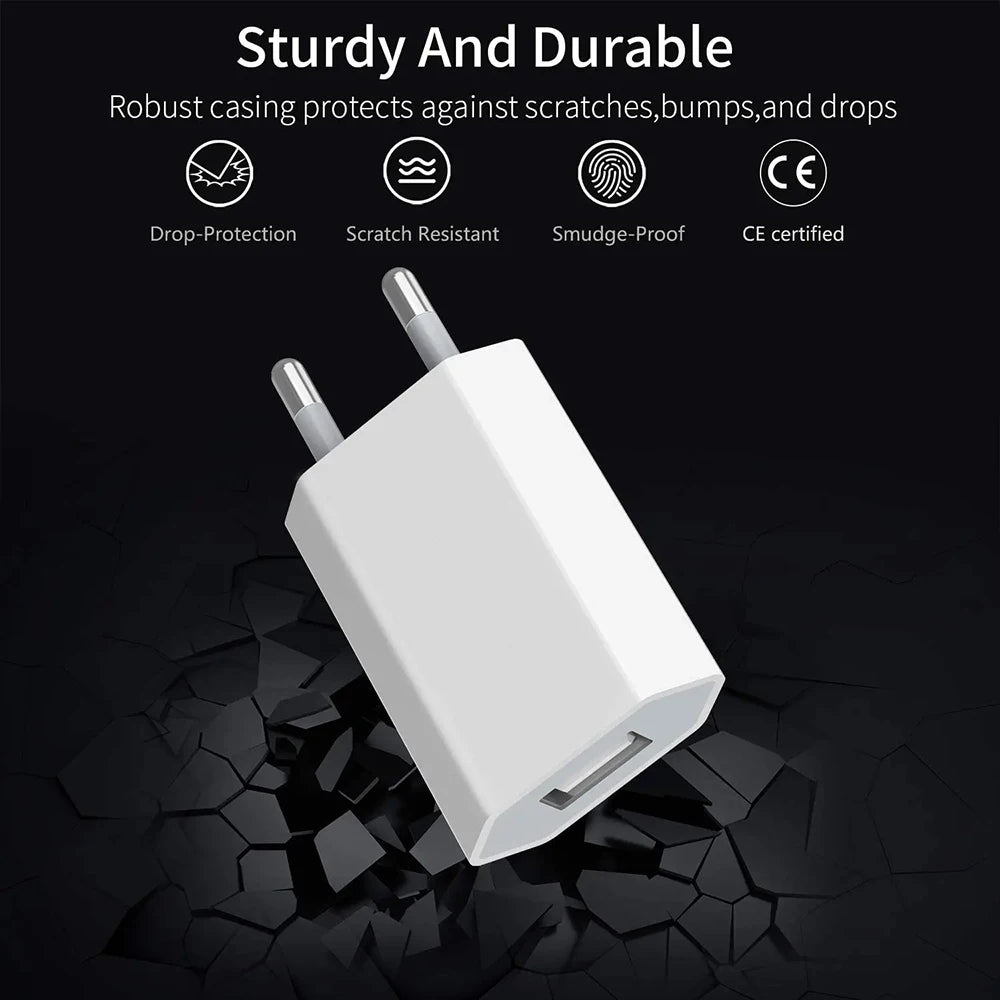 2-5PCs 5V 1A Eu AC Home Travel USB Wall Charger For IPhone 6 7 8 plus x xr 11 12 13 14