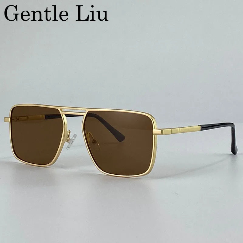 Oversized Square Punk Sunglasses Men Women 2025 Luxury Brand Retro Double Beam Sun Glasses For Male Trendy UV400 Driving Shades