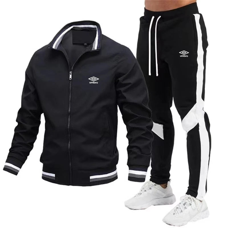 UMBRO 2024 Mens Tracksuits Men Sets Sweatshirt+sweatpants Tracksuit Zipper Stand Collar Sports Suit Jogging Fitness