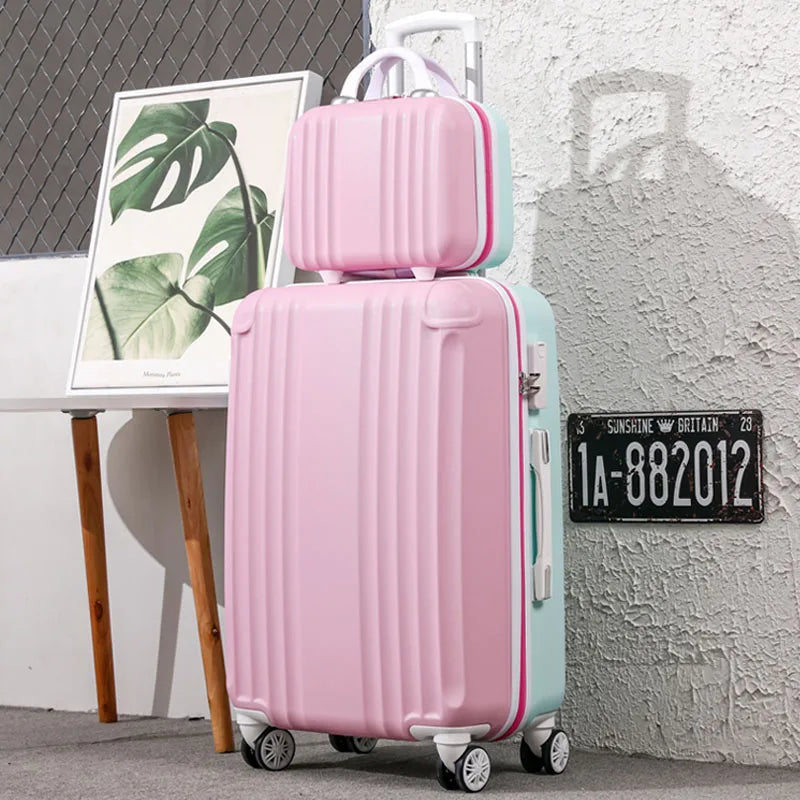 Suitcase Fashion Female Cabin Rolling Luggage Set Suitcases Lightweight Luggage Large Capacity Travel Bags Password Trolley Case