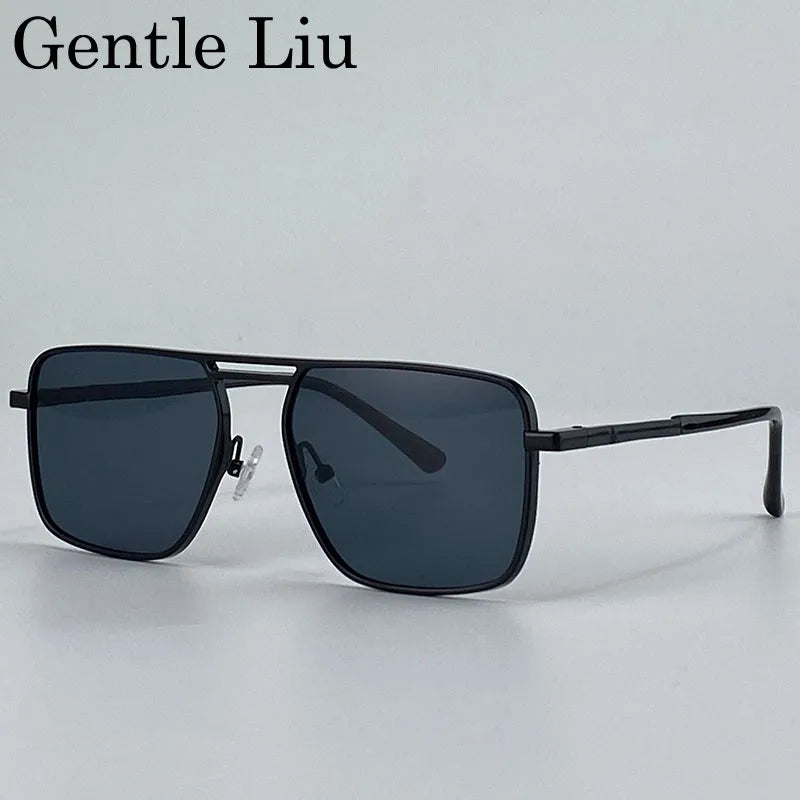 Oversized Square Punk Sunglasses Men Women 2025 Luxury Brand Retro Double Beam Sun Glasses For Male Trendy UV400 Driving Shades