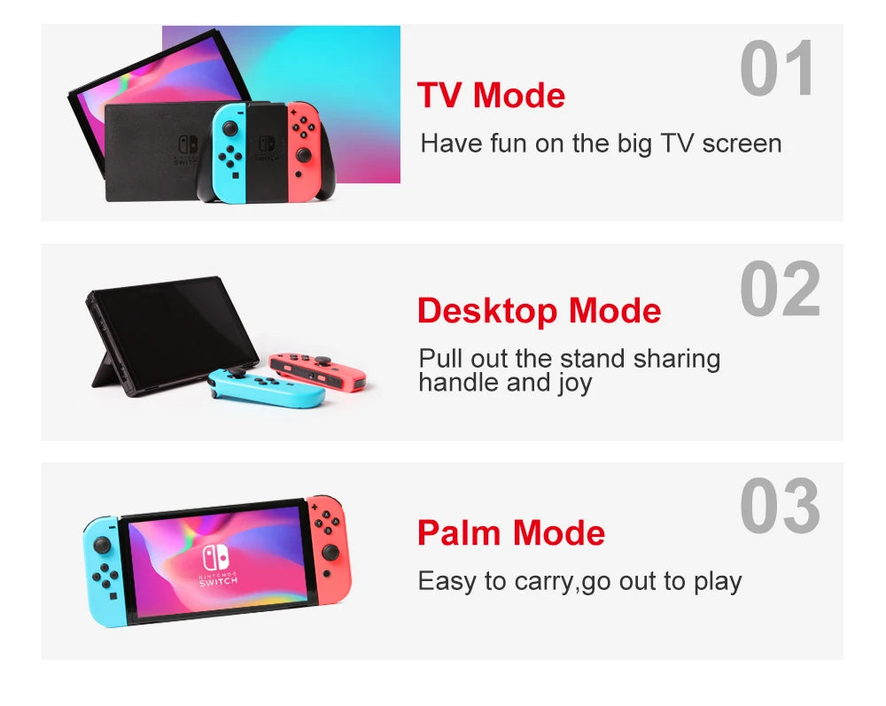 Nintendo Switch OLED Video Game Console with Joy Con 7 Inch OLED Screen TV Tabletop Handheld Mode 64GB White and Blue Red Set