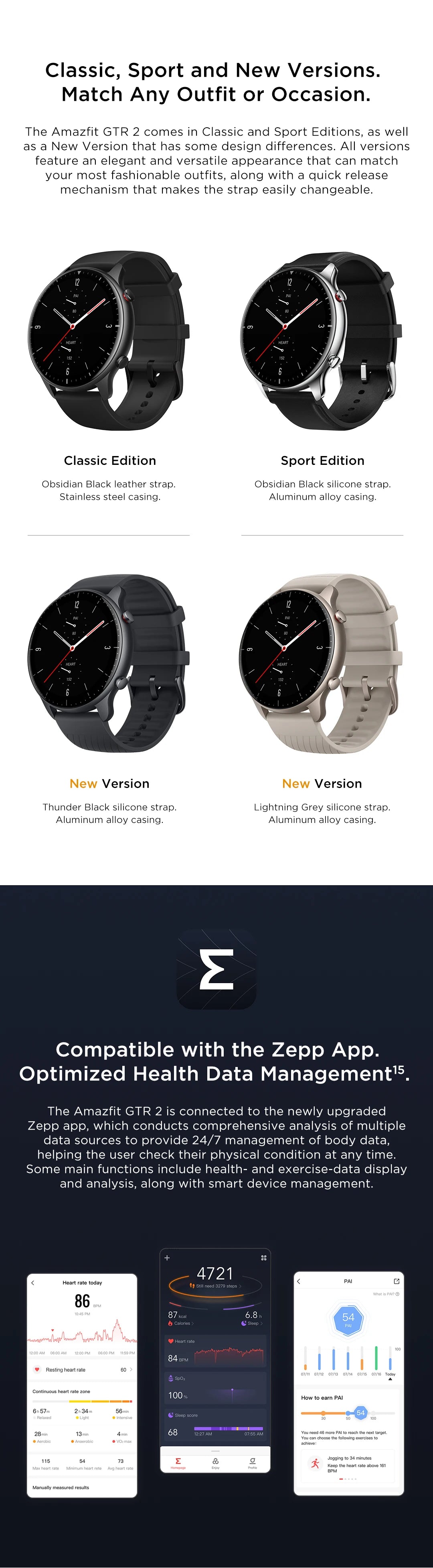 [New Version] Amazfit GTR 2 New Version Alexa Built-in 46mm Smartwatch Ultra-long Battery Life Smart Watch For Android iOS Phone