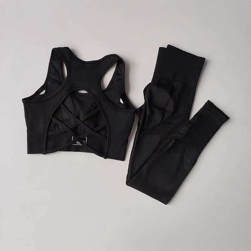 Women's tracksuit Fitness Suit Yoga Sets Sportswear Workout Sports Bra+High Waist Leggings Gym Clothing Seamless Sports Suits