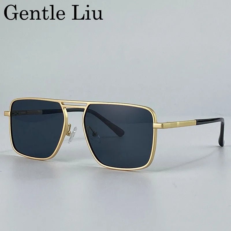 Oversized Square Punk Sunglasses Men Women 2025 Luxury Brand Retro Double Beam Sun Glasses For Male Trendy UV400 Driving Shades