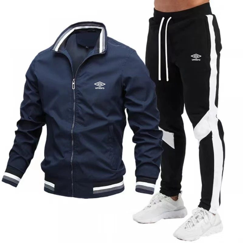 UMBRO 2024 Mens Tracksuits Men Sets Sweatshirt+sweatpants Tracksuit Zipper Stand Collar Sports Suit Jogging Fitness