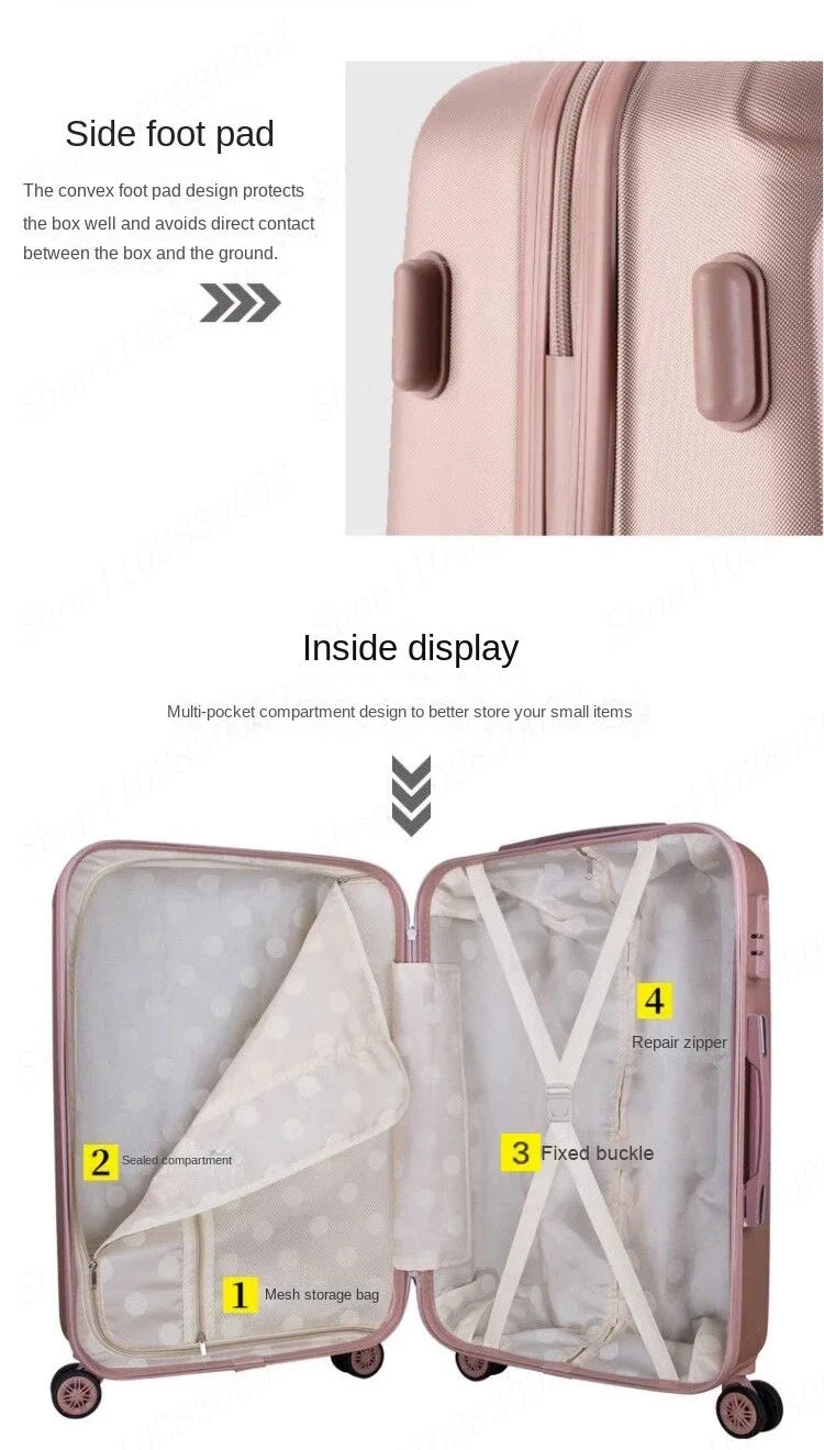 Suitcase Fashion Female Cabin Rolling Luggage Set Suitcases Lightweight Luggage Large Capacity Travel Bags Password Trolley Case