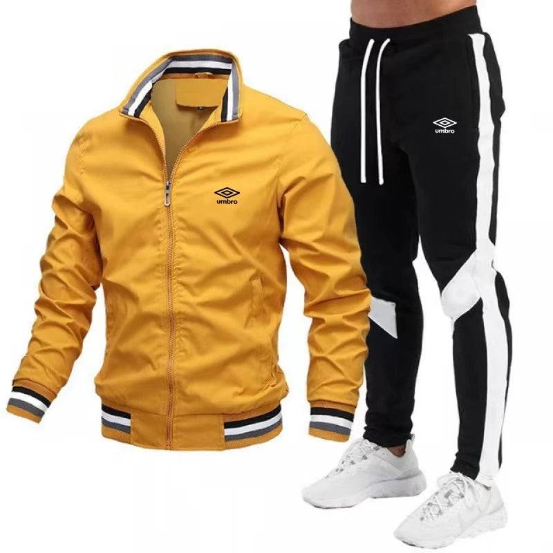 UMBRO 2024 Mens Tracksuits Men Sets Sweatshirt+sweatpants Tracksuit Zipper Stand Collar Sports Suit Jogging Fitness