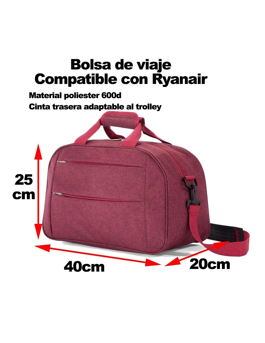 Ryanair travel bag 40x25x20 cm-Ryanair hand luggage-cabin travel bag-3 colors available-Benzi