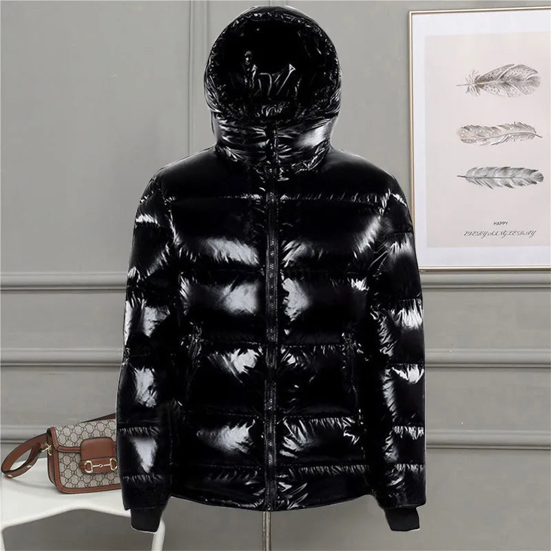 Winter Jacket Men Parkas Thicken Warm Coat Mens Glossy Black Jackets Solid Color Parka Coat Men's  Fashion New Streetwear 5XL