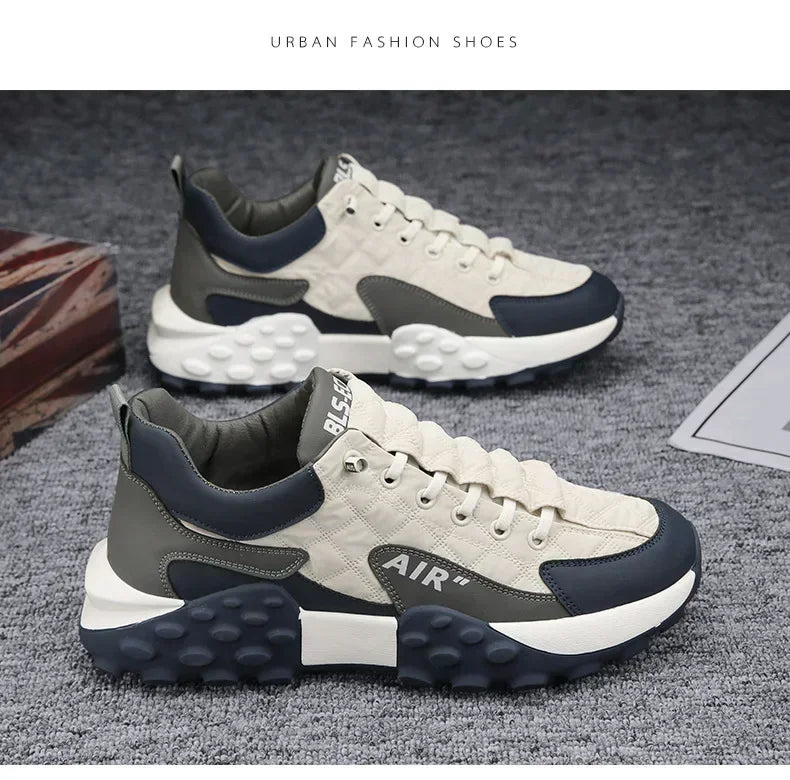 Stylish Men's Vulcanize Shoes for Leisure and Running in 2025, Thick-Soled Casual Sneakers