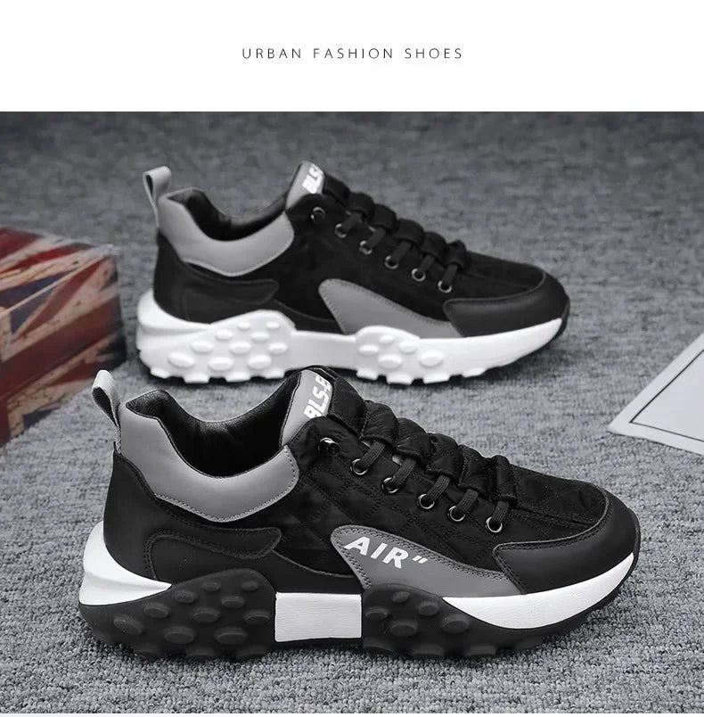 Stylish Men's Vulcanize Shoes for Leisure and Running in 2025, Thick-Soled Casual Sneakers