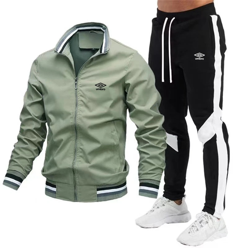 UMBRO 2024 Mens Tracksuits Men Sets Sweatshirt+sweatpants Tracksuit Zipper Stand Collar Sports Suit Jogging Fitness