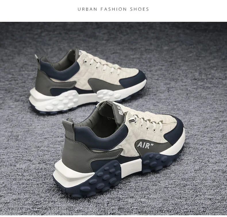 Stylish Men's Vulcanize Shoes for Leisure and Running in 2025, Thick-Soled Casual Sneakers