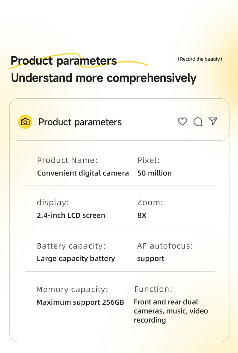 Xiaomi 4K Digital Camera Retro CCD Portable Card Camera Entry-level Camera Dual Camera Flash 50 Million Pixels Auto Focus