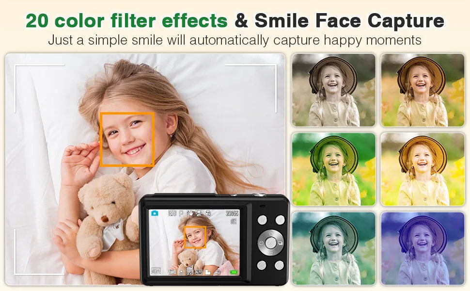 HD 1080P 2.4 inch digital Camera Rechargeable Cameras with 16x Zoom Compact Camera 44MP Cameras for kids Beginner Camera